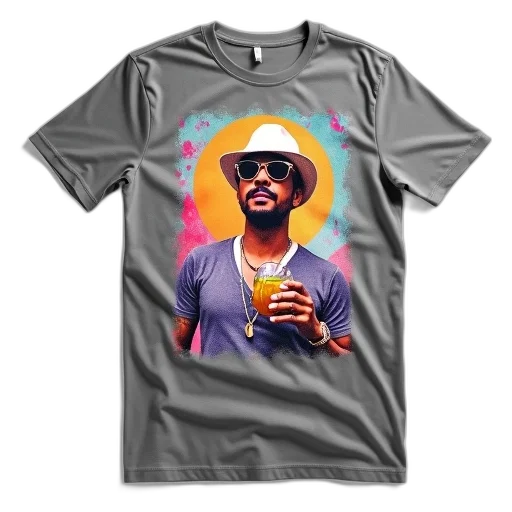 grey, t-shirt, colorful, graphic transparent PNG cut-out