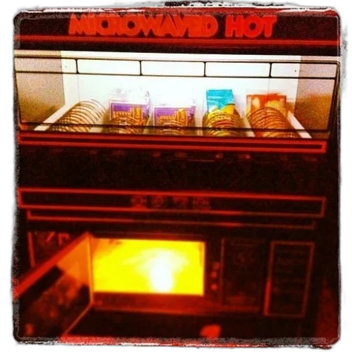 food, neon lights, neon, microwave transparent PNG cut-out