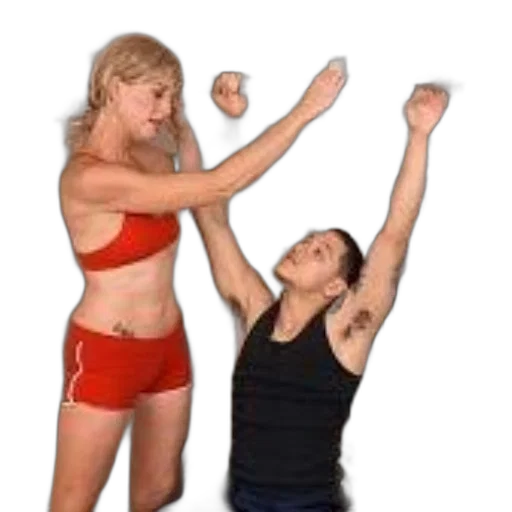 woman, red, shorts, man transparent PNG cut-out
