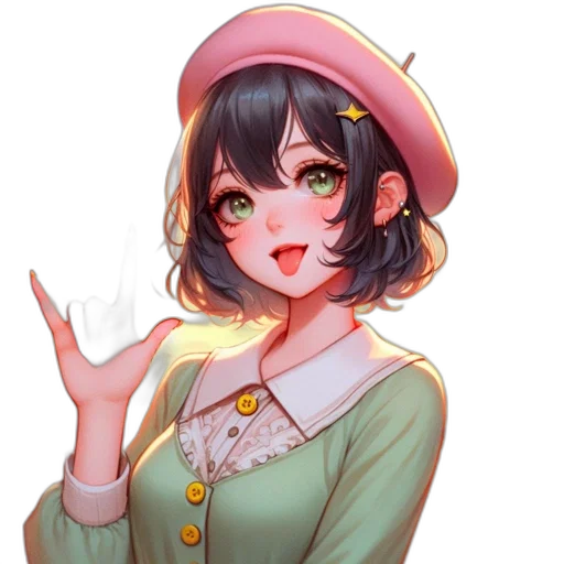hat, staff, face, flower transparent PNG cut-out
