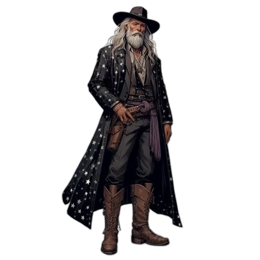 jacket, hat, staff, concept art transparent PNG cut-out