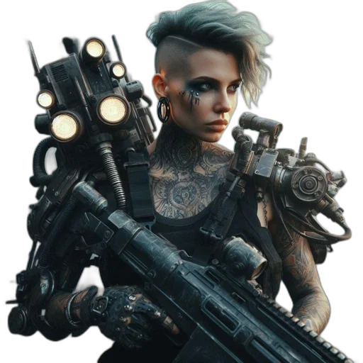 weapon, robot, staff, cyberpunk transparent PNG cut-out