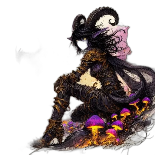 dress, dragon, mask, hair transparent PNG cut-out