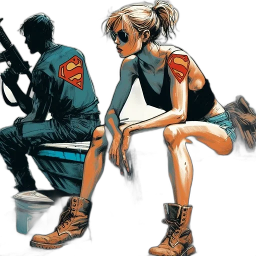comic book art, concept art, cyberpunk, cartoon transparent PNG cut-out