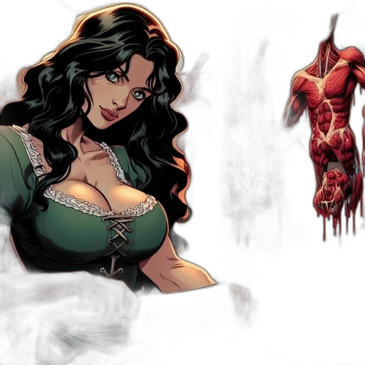 comic book art, concept art, red, woman transparent PNG cut-out