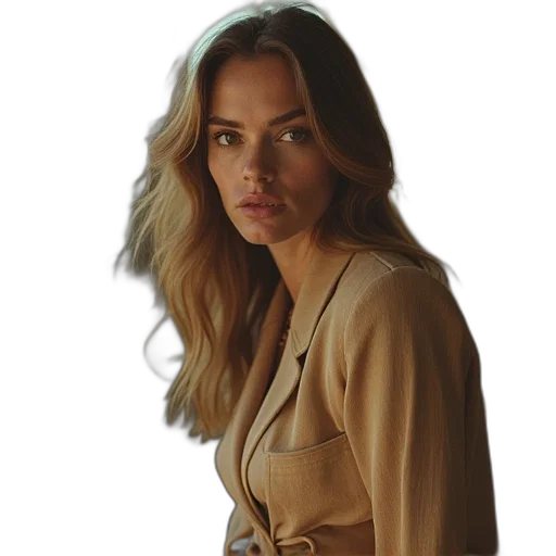 jacket, dress, staff, hair transparent PNG cut-out