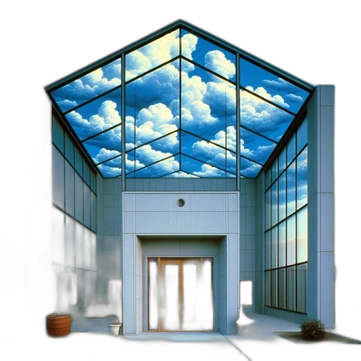 building, umbrella, 3d render, photorealistic transparent PNG cut-out