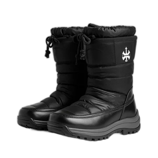 shoes, 3d render, black, snowboots transparent PNG cut-out