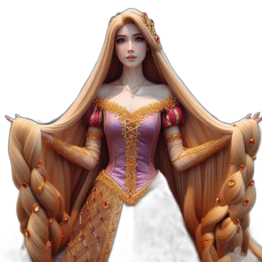 dress, crown, fantasy art, 3d render transparent PNG cut-out