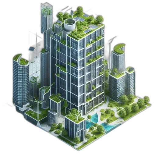 building, 3d render, concept art, pixel art transparent PNG cut-out