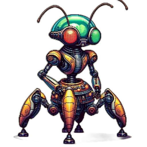 robot, creature, animal, pixel art transparent PNG cut-out