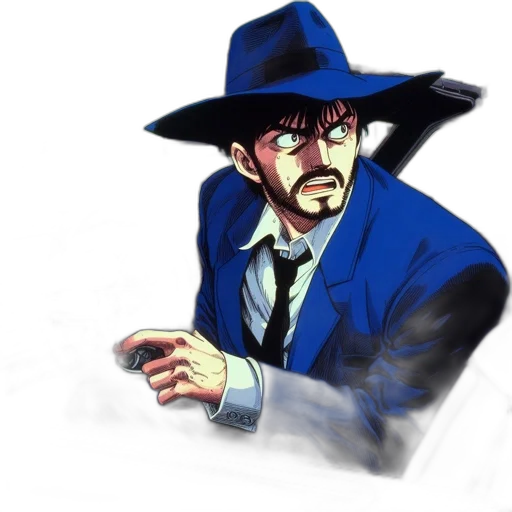 hat, jacket, face, staff transparent PNG cut-out