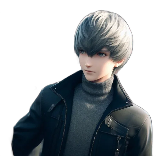 jacket, hair, face, creature transparent PNG cut-out