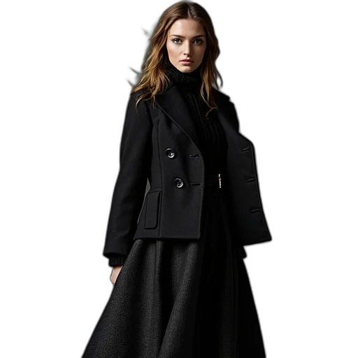 jacket, dress, dark, monochrome transparent PNG cut-out