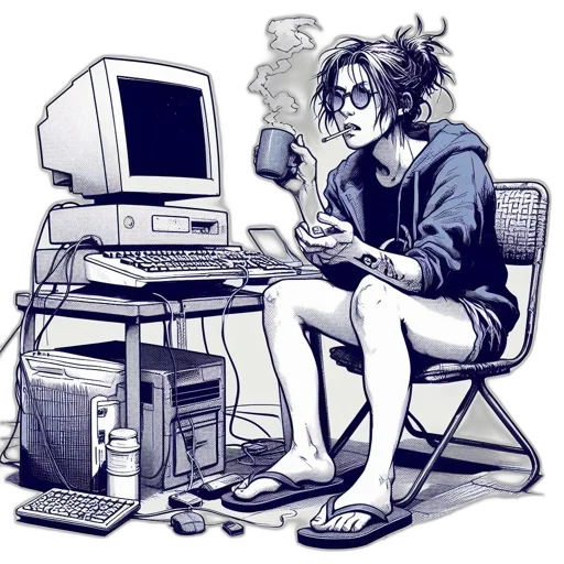 robot, furniture, cyberpunk, vaporwave transparent PNG cut-out