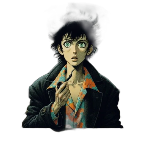 jacket, face, comic book art, concept art transparent PNG cut-out