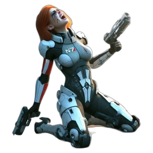 robot, weapon, concept art, 3d render transparent PNG cut-out