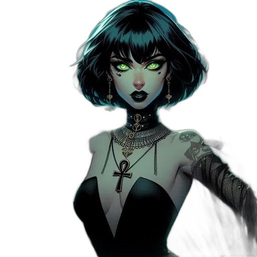 dress, comic book art, concept art, cyberpunk transparent PNG cut-out