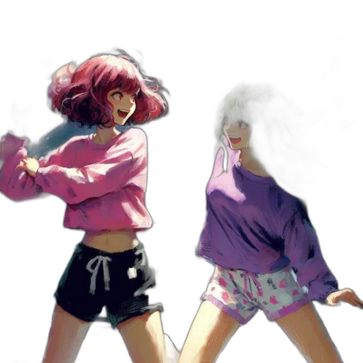 jacket, hair, concept art, vaporwave transparent PNG cut-out