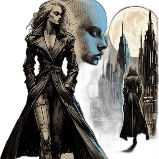 comic book art, concept art, fantasy art, cyberpunk transparent PNG cut-out