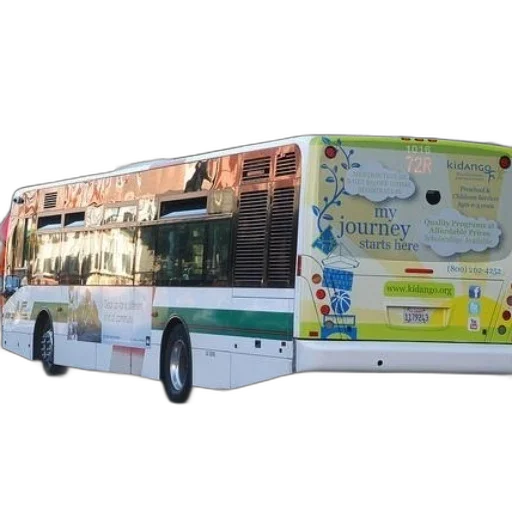 white, bus, green, stripes transparent PNG cut-out