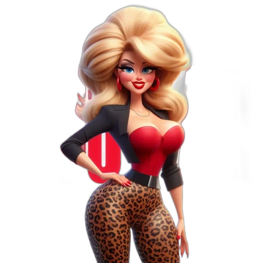 hair, dress, cartoon, 3d render transparent PNG cut-out