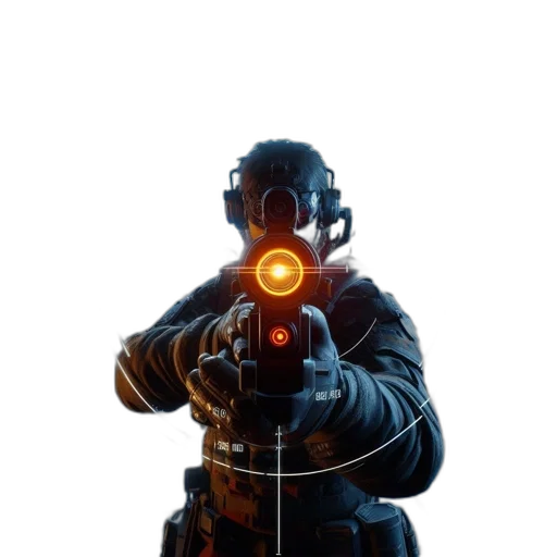 weapon, robot, jacket, staff transparent PNG cut-out