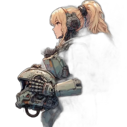 weapon, robot, jacket, staff transparent PNG cut-out