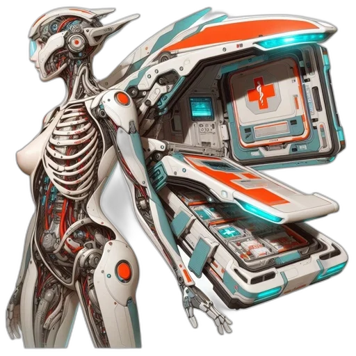 robot, weapon, concept art, cyberpunk transparent PNG cut-out