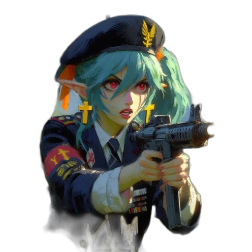 weapon, staff, jacket, face transparent PNG cut-out