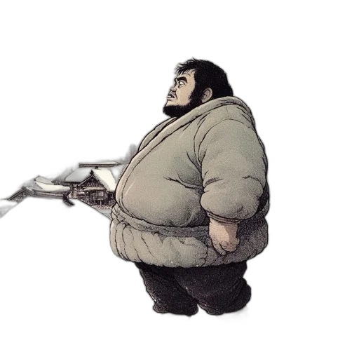 jacket, staff, weapon, creature transparent PNG cut-out