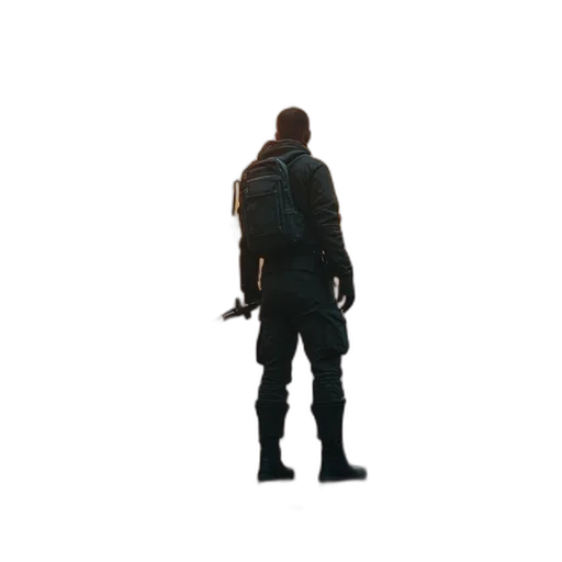 jacket, weapon, robot, staff transparent PNG cut-out