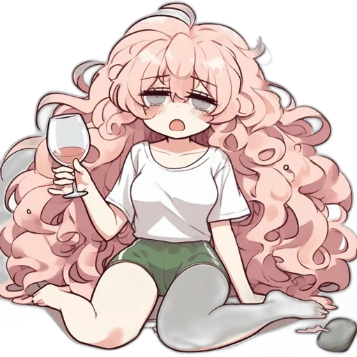 hair, staff, bottle, creature transparent PNG cut-out