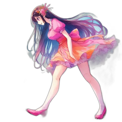 dress, creature, staff, concept art transparent PNG cut-out