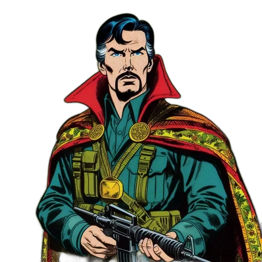 jacket, weapon, staff, comic book art transparent PNG cut-out