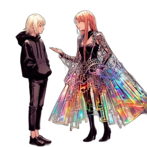 jacket, dress, umbrella, hair transparent PNG cut-out