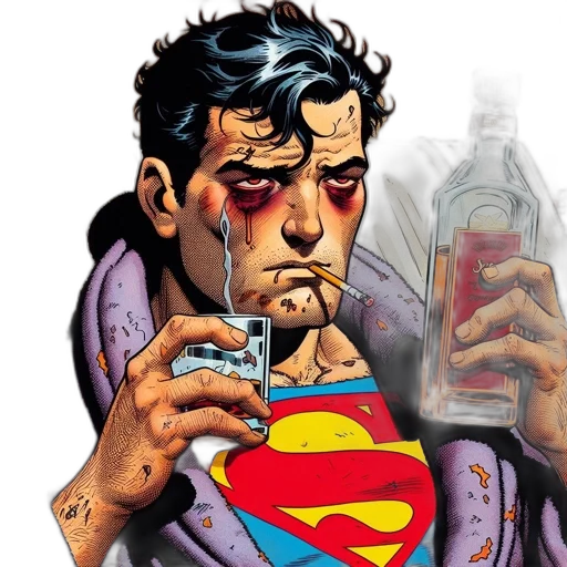 comic book art, concept art, bruised, man transparent PNG cut-out