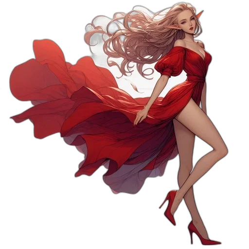 dress, concept art, fantasy art, comic book art transparent PNG cut-out