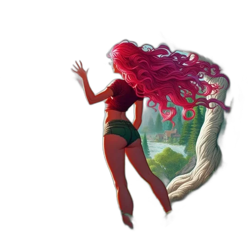 creature, hair, dress, concept art transparent PNG cut-out