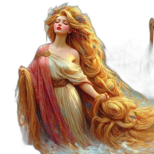 dress, crown, hair, fantasy art transparent PNG cut-out