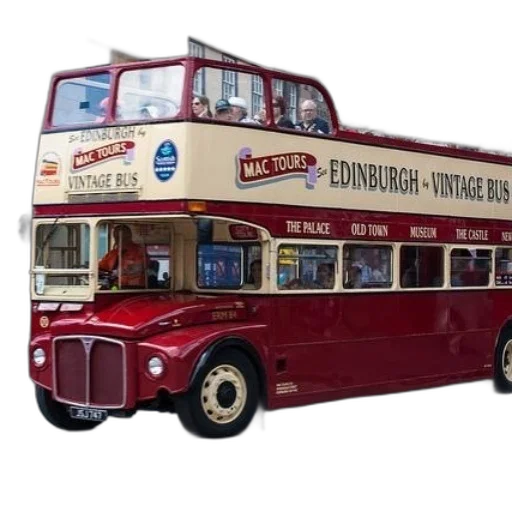 vintage, double-decker, bus, edinburgh transparent PNG cut-out