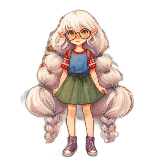 hair, staff, dress, jacket transparent PNG cut-out