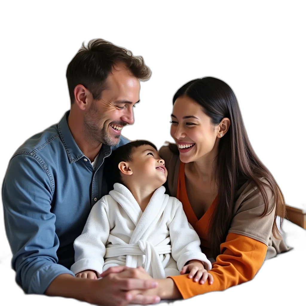 face, photorealistic, family, three transparent PNG cut-out