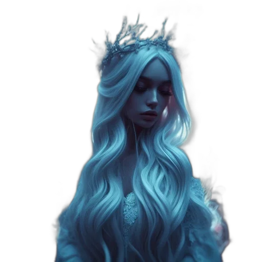 crown, dress, hair, fantasy art transparent PNG cut-out