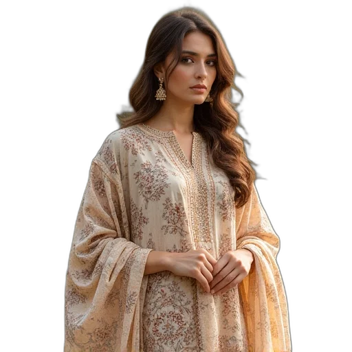 dress, earth tones, golden, designer transparent PNG cut-out
