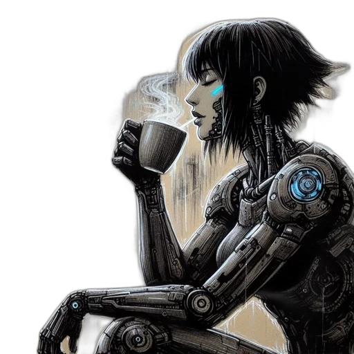 robot, cyberpunk, comic book art, concept art transparent PNG cut-out