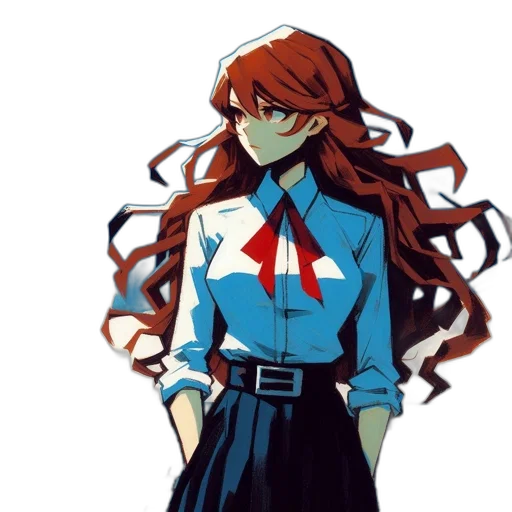 jacket, dress, staff, hair transparent PNG cut-out
