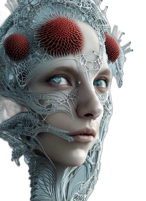 robot, face, creature, cyberpunk transparent PNG cut-out