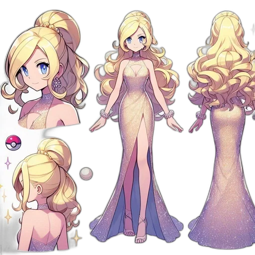 dress, hair, crown, concept art transparent PNG cut-out