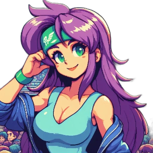 staff, pixel art, anime, vaporwave transparent PNG cut-out